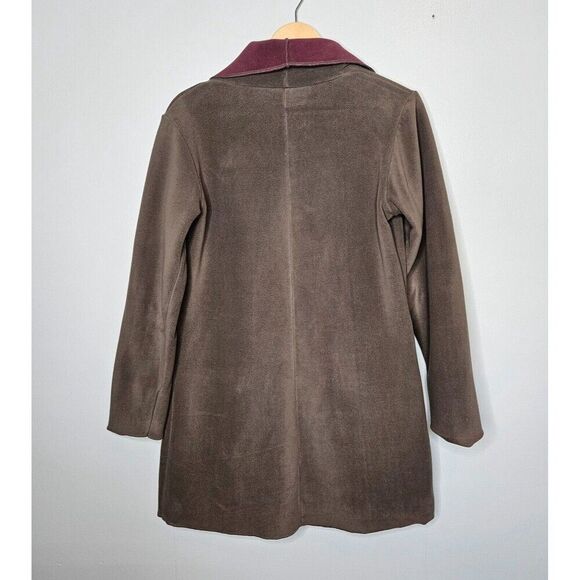 APSARA Womens Reversible Fleece Coat Medium Purple Taupe Horn Shape Buttons - Picture 7 of 10